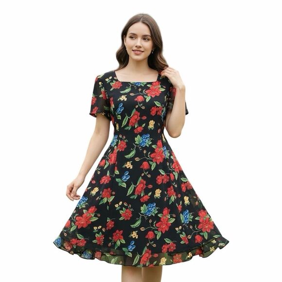 Olivie Rose Dresses & Skirts - Olivia Rose Floral & Grape Overlay Dress Size 10M